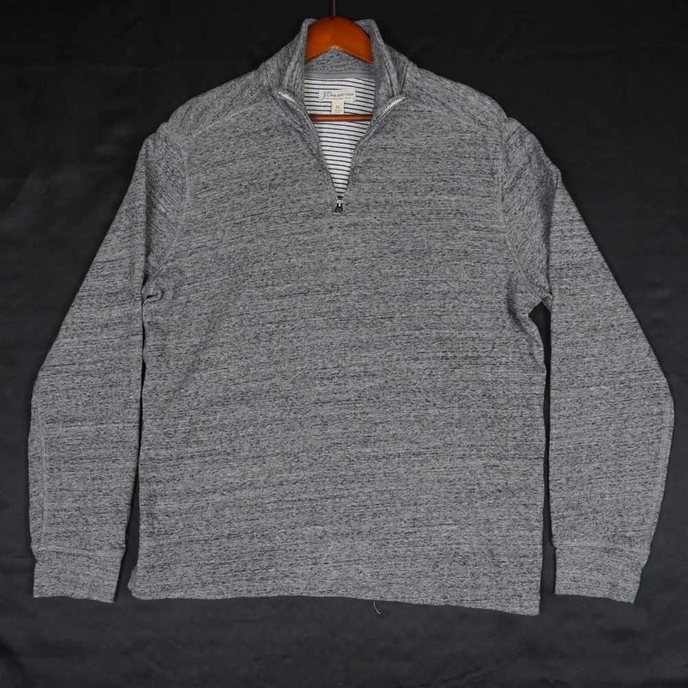 J.Crew Quarter Zip Pullover Mens XL Heather Gray Marled 100% Cotton